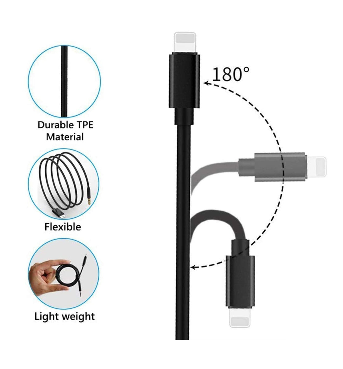 Cable 1m Audio Voiture Prise Jack Auxiliaire vers Lightning iPhone main image 0