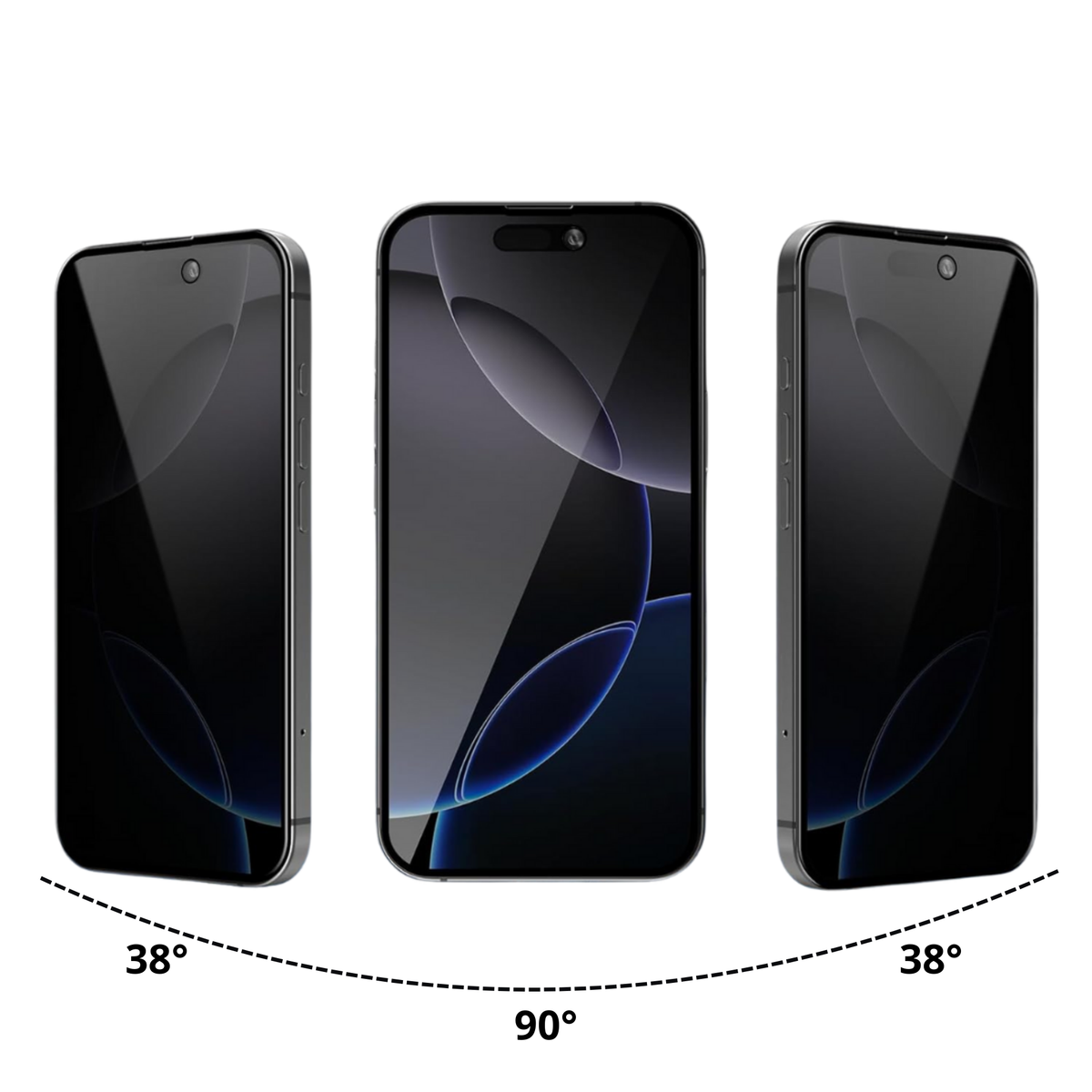3 Pellicole In Vetro Temperato Anti-spia Per IPhone 16/15/14/13 Pro/Plus/Pro Max - Nero Opaco