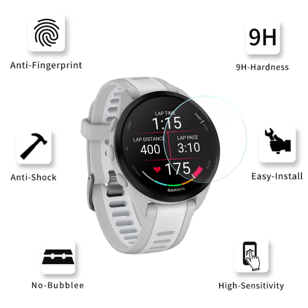 Protection écran Verre Trempé (3 Pièces) Pour Garmin Forerunner 165 - Dureté 9H, Anti-rayures, Anti-traces, Facile à Poser
