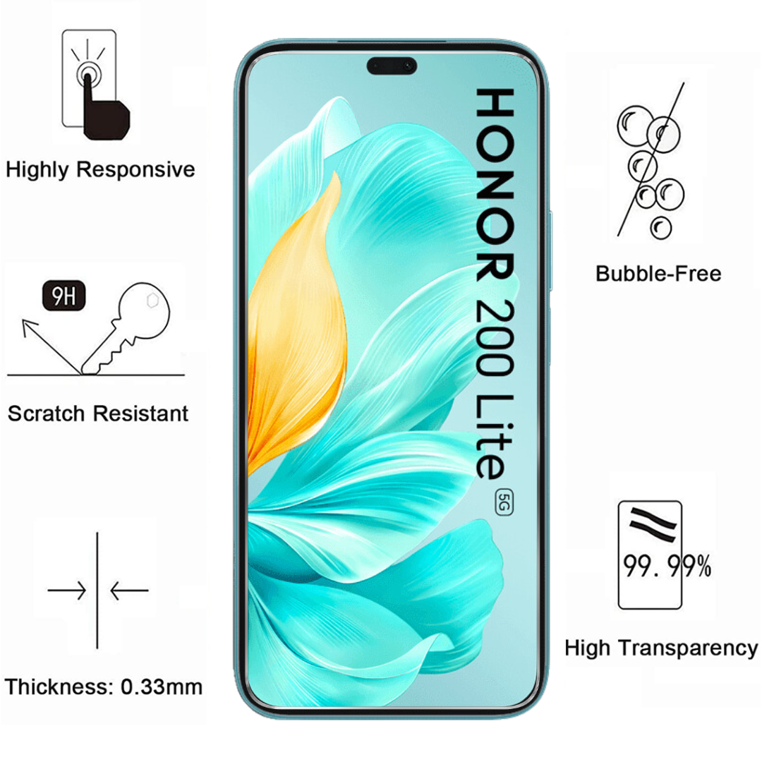 Coque Silicone Noir + Verre Trempe Pour Honor 200 Lite Little Boutik