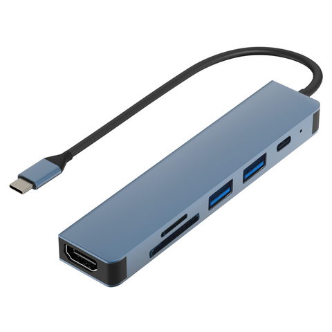Adaptateur Hub USB-C 6en1 HDMI 4K USB 3.0 lecteur de carte SD-TF Port PD 100W | Phonillico