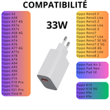 Chargeur Secteur Rapide 33W Blanc Oppo