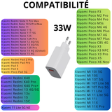 Pack Chargeur Rapide 33w + Cable USB-C 6A pour Xiaomi - Phonillico
