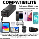 Batterie externe 30000mAh USB / USB-C / micro-USB Charge Rapide écran LED