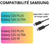 Cable charge rapide usb-c / usb-c Samsung Galaxy S26/Galaxy S25 (1 mètre) - Phonillico