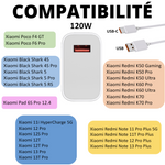Chargeur Rapide 120w + Cable USB-C / USB Xiaomi