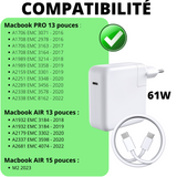 chargeur 61W + cable ucb-c to usb-c | Phonillico