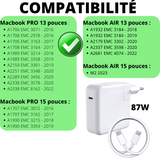 chargeur 87W + cable ucb-c to usb-c | Phonillico