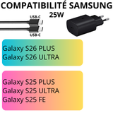 Pack Chargeur Rapide 25w + Cable USB-C USB-C pour Samsung - Phonillico