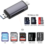 Adaptateur Lecteur de carte SD / Micro SD avec  USB-C / USB OTG