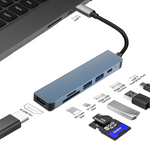 Adaptateur Hub USB-C 6en1 HDMI 4K USB 3.0 lecteur de carte SD-TF Port PD 100W