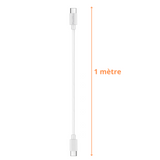 Cable USB-C / USB-C blanc pour DJI (1 mètre)