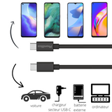 Cable usb-c / usb-c noir Oppo (20cm)