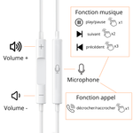 Ecouteurs filaires pour iPhone vers Lightning