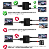 Splitter HDMI 1 entrée 2 sorties 4K UHD 1080P 30Hz 3D