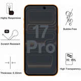Lot 2 Verres Trempé Anti Espion iPhone 17 Pro