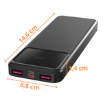 Batterie externe 10000mAh USB / USB-C / micro-USB Charge Rapide écran LED