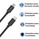 Cable usb 2.0 vers usb-c Noir Samsung (20cm) - Phonillico