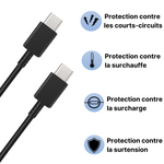 Cable usb-c / usb-c noir pour Samsung (1 mètre)