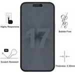Lot 2 Verres Trempé Anti Espion iPhone 17
