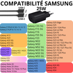 Pack Chargeur Rapide 25w + Cable USB-C USB-C pour Samsung