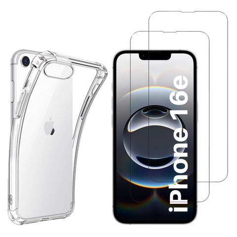 pack-iphone-16e-coque-hard-antichoc-verre-trempe | Phonillico