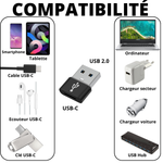 Lot 2 Adaptateur USB 2.0 vers USB-C | Phonillico