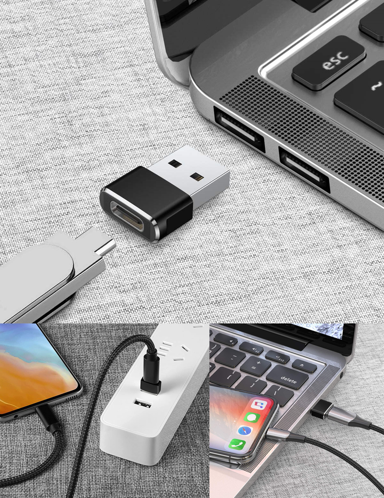 Adaptateurs USB-A Mâle Vers USB-C Femelle 10 Gbps - Lot De 2, Transfert Rapide, Charge Jusqu'à 36W, Compatible Thunderbolt 3/4